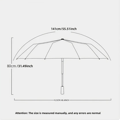 12 Bone Windproof And Folding Umbrella for Both Men And Women, Rain Gift Umbrella, Elegant Design, Comfortable Grip, Spring And Summer Selection, Beach, Vacation, Sun Umbrella, Suitable for Daily Commuting And Outdoor Activities