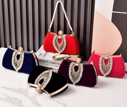 Women's Wallet – Velvet Evening Clutch Rhinestone Pearl | Bag Vero – detail view 18