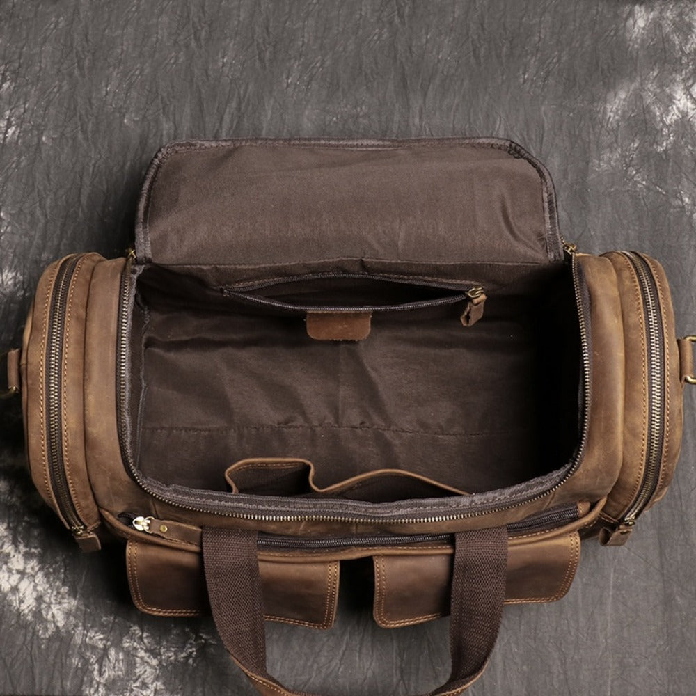 Gym Duffel Bag – Genuine Leather, Large Capacity, Multi-Pocket, for Travel & Work | Bag Vero – detail view 6