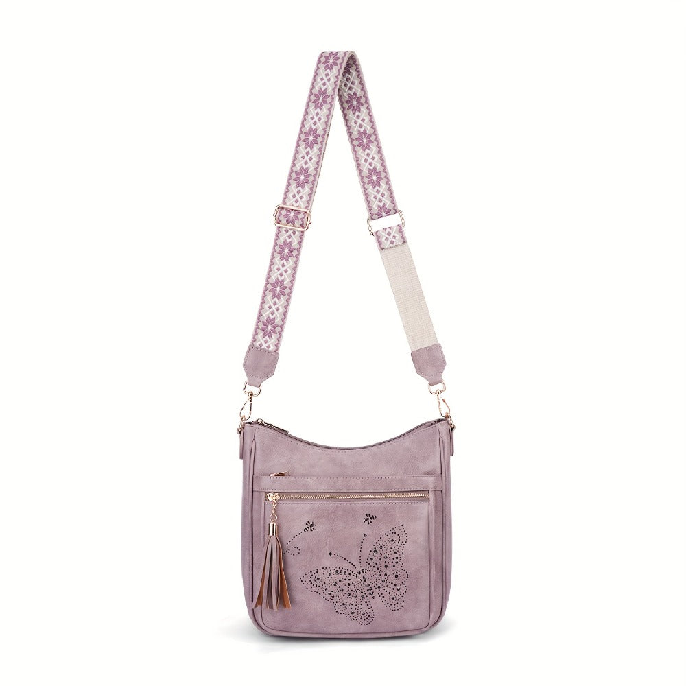 [Vintage Pattern Bag] Pattern Vintage Style Crossbody Bag Adjustable Shoulder Strap Fashion Handbag for Daily And Travel Use ( Purple Brown) Mom Gift Timeless Daily
