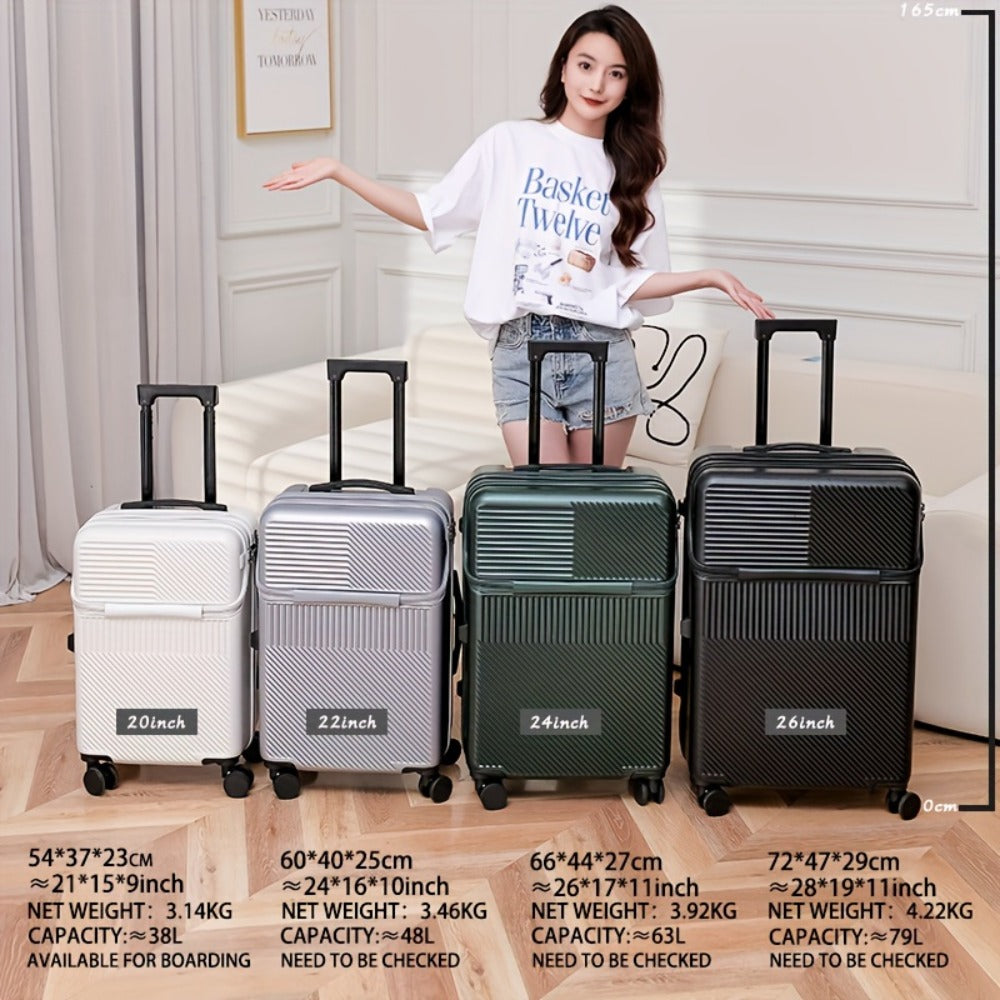 One Piece of Business Luggage Designed for Women, Featuring a Small 20-Inch Size Suitable for Boarding, a Lightweight Trolley Case with a Cup Holder, And a 24-Inch Travel Case Suitable for Both Men And Women Students