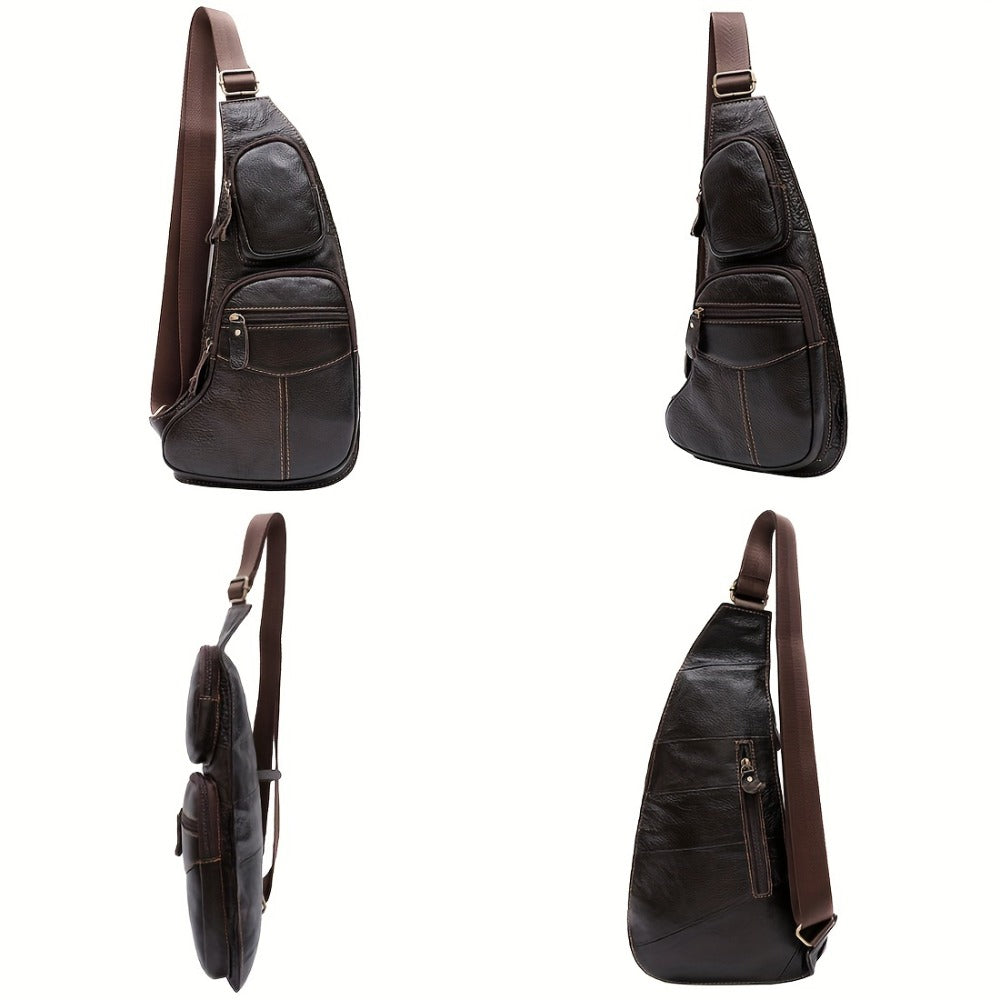 Vintage Genuine Leather Sling Bag Bags for Men Women Backpack Shoulder Messenger Crossbody Outdoor Travel Hiking Camping Tactical Chest Pack Daypack