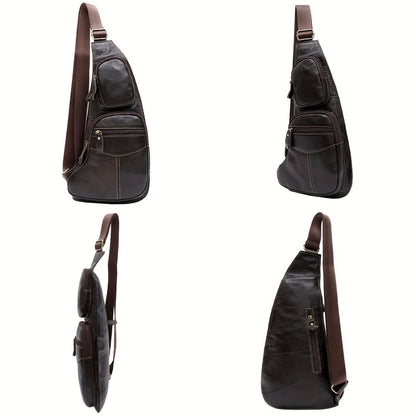 Vintage Genuine Leather Sling Bag Bags for Men Women Backpack Shoulder Messenger Crossbody Outdoor Travel Hiking Camping Tactical Chest Pack Daypack