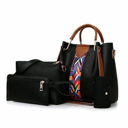 4 in 1 Women Handbag Set Soft PU Leather Top Handle Bag, Tote Bag, Shoulder Bags Crossbody Bag Wallet Purse Set