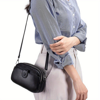 Crossbody Bags for Women Small Genuine Leather Shoulder Purse Cross Body Bag with Triple Top Zipper Adjustable Strap - Stylish & Functional - For Everyday Use & Travel - Perfect Gift for Women