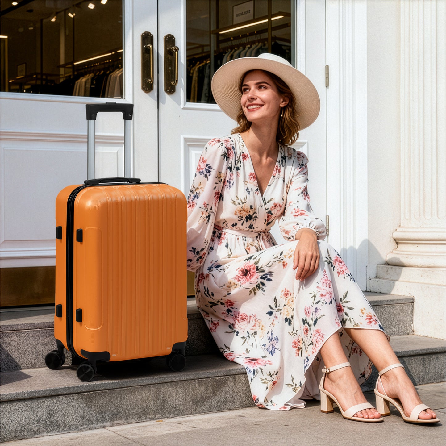 3in1 Luggage Set with Detachable Wheels, 20/24/28 Inch Lightweight ABS Suitcase with Lock & Spinner Wheels, Durable Travel Trolley Bag, 28-inch Disassembly Wheels