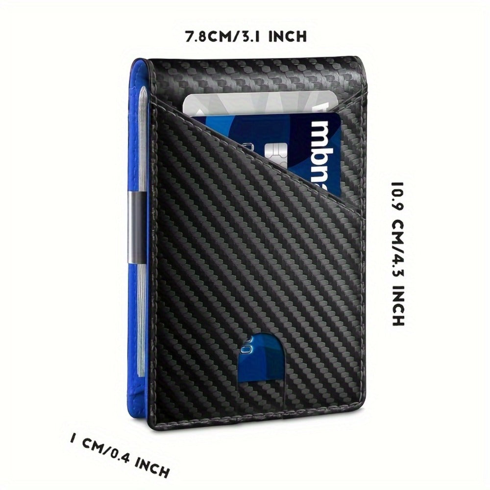 Compact Wallet for Men with Money Clip, Holds 12 Cards, RFID Protection, Bifold Design, Minimalist Credit Card Organizer