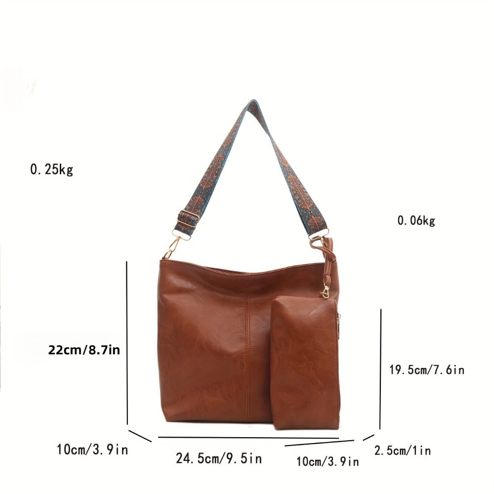 2pcs Vanaheimr Bohemian Style Soft Tote Bag, with Adjustable Shoulder Strap, Zipper Closure, Polyester Lined,, Lightweight Handheld Bags for Going Out, Ideal for Best Birthday Gifts, Christmas And Valentine's Day Gifts