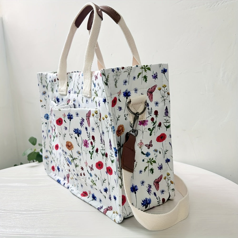 Tote Bag Multiple Pockets Crossbody Bag for Women, Great for Books, Notebook Bag, Travel Bag, Bible Bag, Adjustable Straps