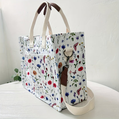Tote Bag Multiple Pockets Crossbody Bag for Women, Great for Books, Notebook Bag, Travel Bag, Bible Bag, Adjustable Straps