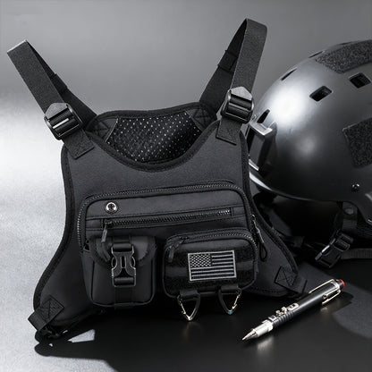 A Men's Multi Style Sports Chest Bag with Hollowed Out Design Tactical Backpack, Suitable for Multiple Scenarios