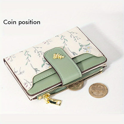 Chic Floral Wallet for Women - Compact Card Holder with Snap Closure