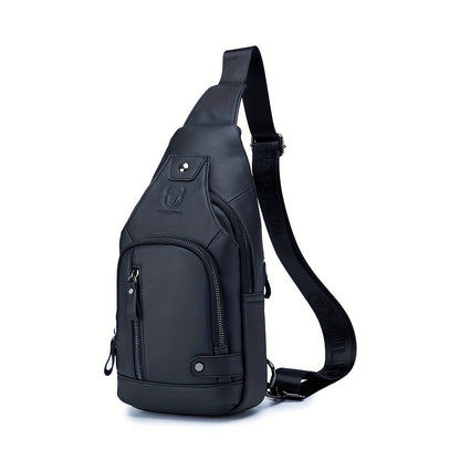Men's Sling Backpack Genuine Leather Chest Bag Crossbody Bag Shoulder Bag