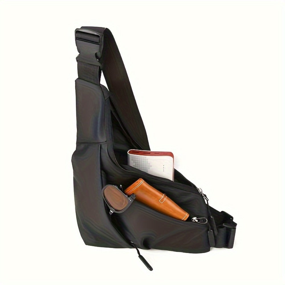1pc Men's Chest Bag - Adjustable Crossbody Bag with Lightweight Design & Secure Strap, Compact Messenger Bag for Travel, Work, College, Everyday Use - Unisex Sling Bag for Men & Women (Black), College Essentials, Minimalist Style, Highquality Fabric, Urba