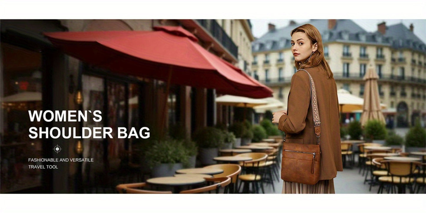 2025 New Fashion Large Capacity Retro Simple Solid Color PU Shoulder Bag Casual Daily Commuting Light Travel Practical Storage Ladies Single Shoulder Crossbody