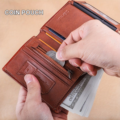 CIEPHIA Vintage Genuine Leather Wallet with RFID Protection, 12 Card Slots, ID Window, Zippered Coin Pocket Perfect Gift for Valentine's Day, Father's Day, Thanksgiving, Everyday Wallet | Vintage Leather Wallet | Secure Zipper Closure