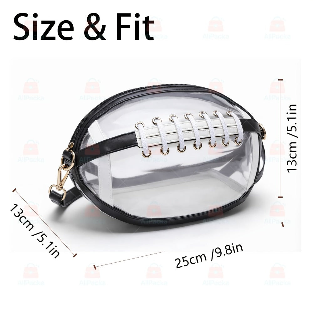 2026 New Stadium Approved Clear PVC Crossbody Bag Ideal For Concerts, Sports, And Outdoor Events Durable And Easy To Clean Features Front Zipper Pocket And Mesh Side Pockets.