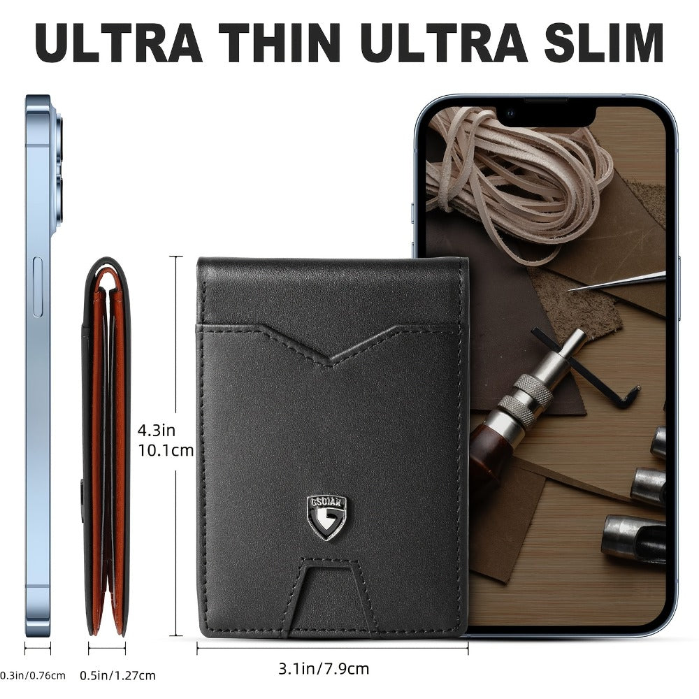 Slim Wallet for Men with 11 Card Slots Rfid Blocking Carbon Fiber Wallets Bifold Credit Card Holder Minimalist Leather with Gift Box