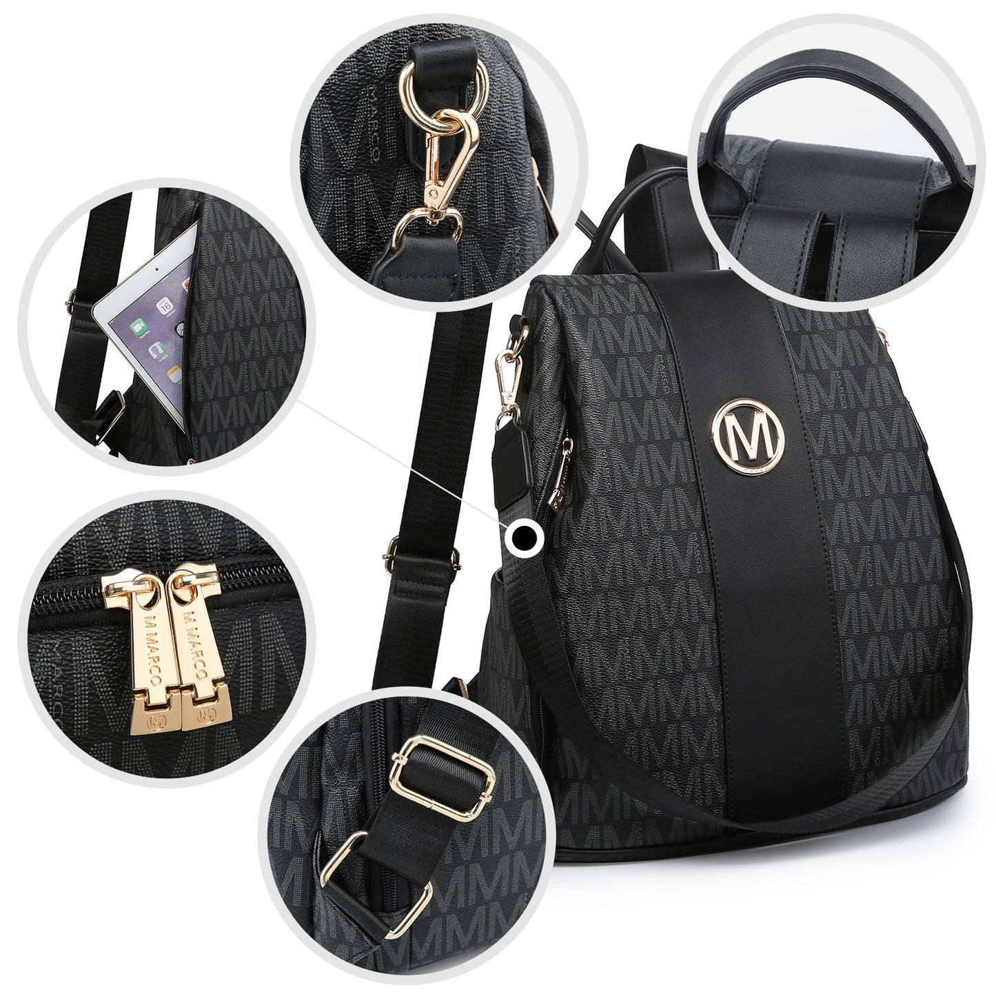 MKP COLLECTION 2pcs Set Women's Fashion Anti-Theft Rucksack & Shoulder Bag Multifunctional Travel Purse