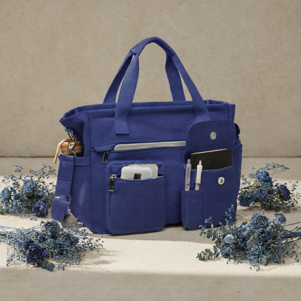 2pcs Set: Women's Large Canvas Tote Bag, Perfect as a Laptop Bag, Crossbody Shoulder Bag, Hobo Messenger Bag, Handbag, Travel Bag, Gym Tote Work Travel