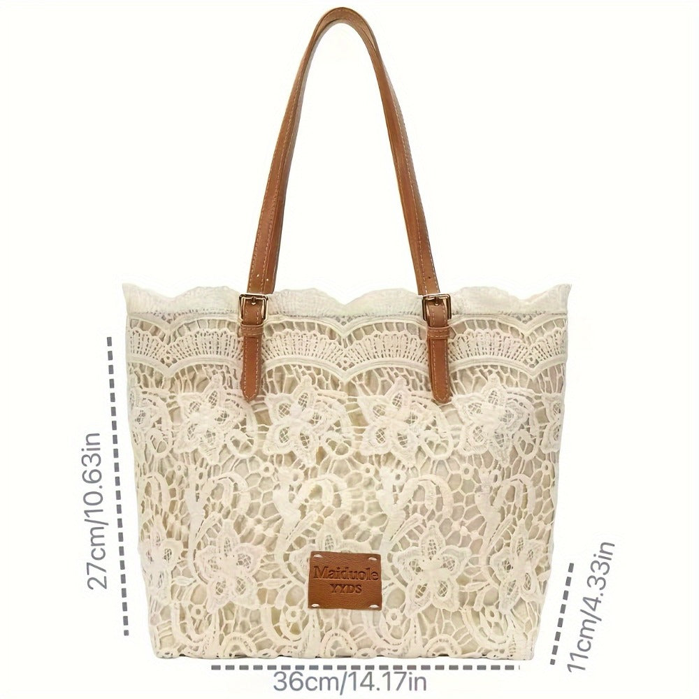 2025 New Style Lace Tote Bag/ Shoulder Bag: Elegant And Premium with Floral Decorations, Perfect for Daily Commuting Or Photo Shooting, Ideal Holiday Gift (Halloween/Thanksgiving/Christmas)