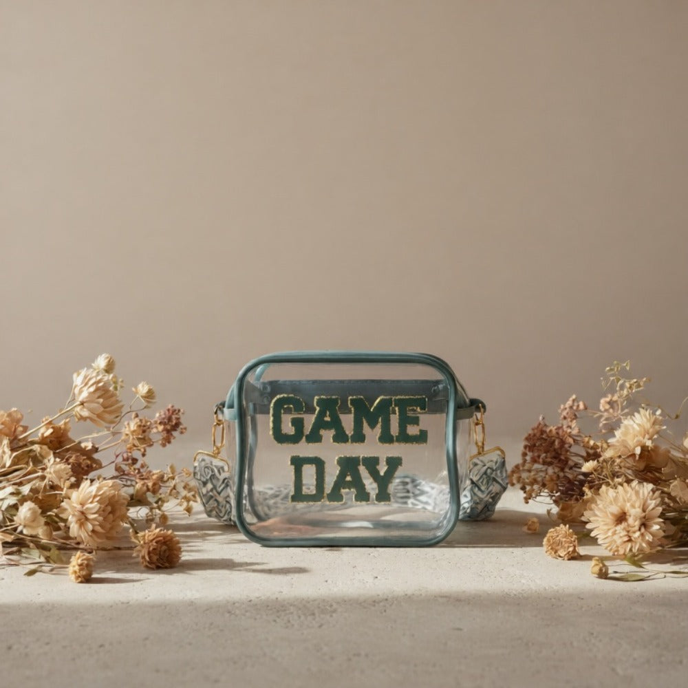 Stadium-Approved Game Day Clear Crossbody Bag Premium PVC Transparent Purse for Concerts, Sports Events Tailgating