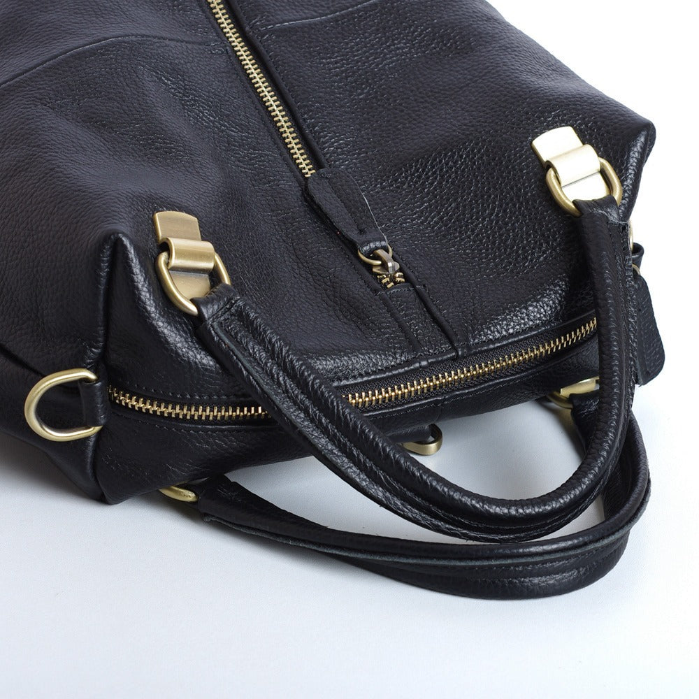Women' Genuine Leather Backpack - Soft Genuine Leather Suitable for, & Travel, Black Rucksack with Zipper Closure, Laptop Compartment &, Hand Washable Daypack for College, Office, Everyday Use