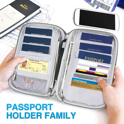 RFID Blocking Passport Wallet, Family Passport Holder, Travel Essentials Premium Wallets, Passport Holders Bag for Men Traveling, Travel Document Organizer Credit Cards Case