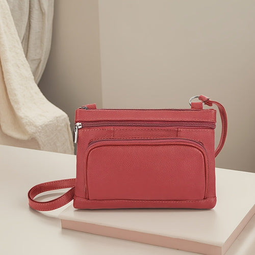 Genuine Leather Horizontal Crossbody Bag Multifunctional Coin And Mobile Phone Storage Bag