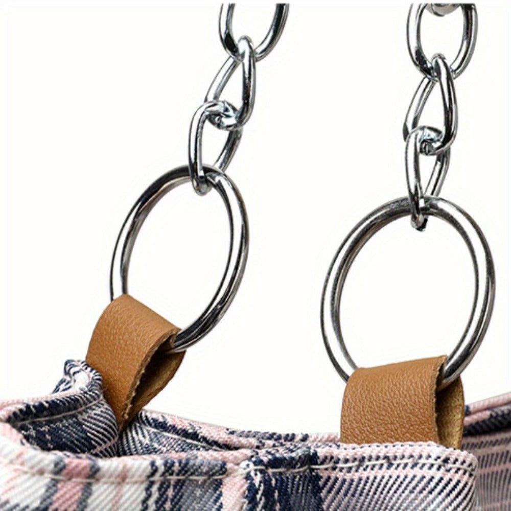 Ladies' Fashion Plaid Handbag & Oversized Tote: Spacious Work, School Shoulder Bag with Chic Style and Ample Capacity for Daily Essentials
