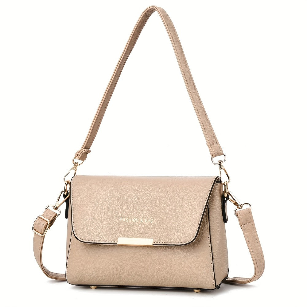 Elegant Women'S Shoulder Bag | High-End New Style | Solid Color | Sleek White & Black Options | Versatile for Work, Outings, and Parties | Detachable Straps for Convenience | Durable Synthetic with Zip Closur