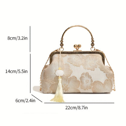 [Christmas Gift Bags] Evening Bags for Women Elegant And Classy, Retro Crossbody Bags, Ethnic Style Evening Bags, Fashion Shoulder Bag with Metal Chain, Handbags for Women Designer, Crossbody Bag Purse Christmas Bags for Gifts Christmas Gift Bags