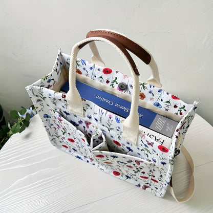 Tote Bag Multiple Pockets Crossbody Bag for Women, Great for Books, Notebook Bag, Travel Bag, Bible Bag, Adjustable Straps