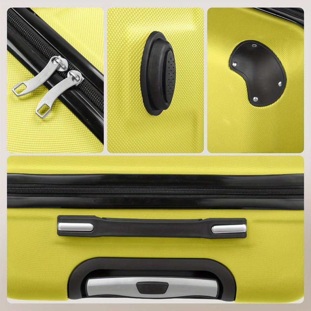 Set of 3 Luggage, Lightweight Hard Carry-On Suitcases with TSA Lock And Spinner Wheels in Soft Yellow