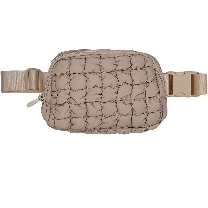 Women'S Crossbody Sports Bag with a Quilted Plaid Design, Suitable for Running And Cycling, Featuring a Spacious Waist Bag