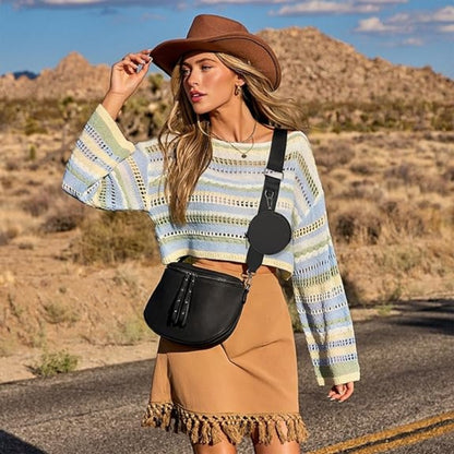 Crossbody Bags for Women, Large Vegan Trendy Bum Bag