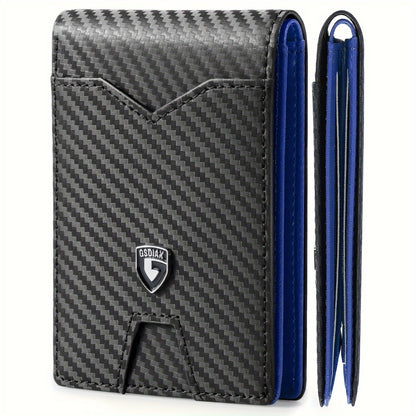 1pc Ultra-Thin Men'S Wallet - Carbon Fiber Inspired, RFID-Blocking, Minimalist Design - Perfect for Daily Use & With Stylish Gift Box