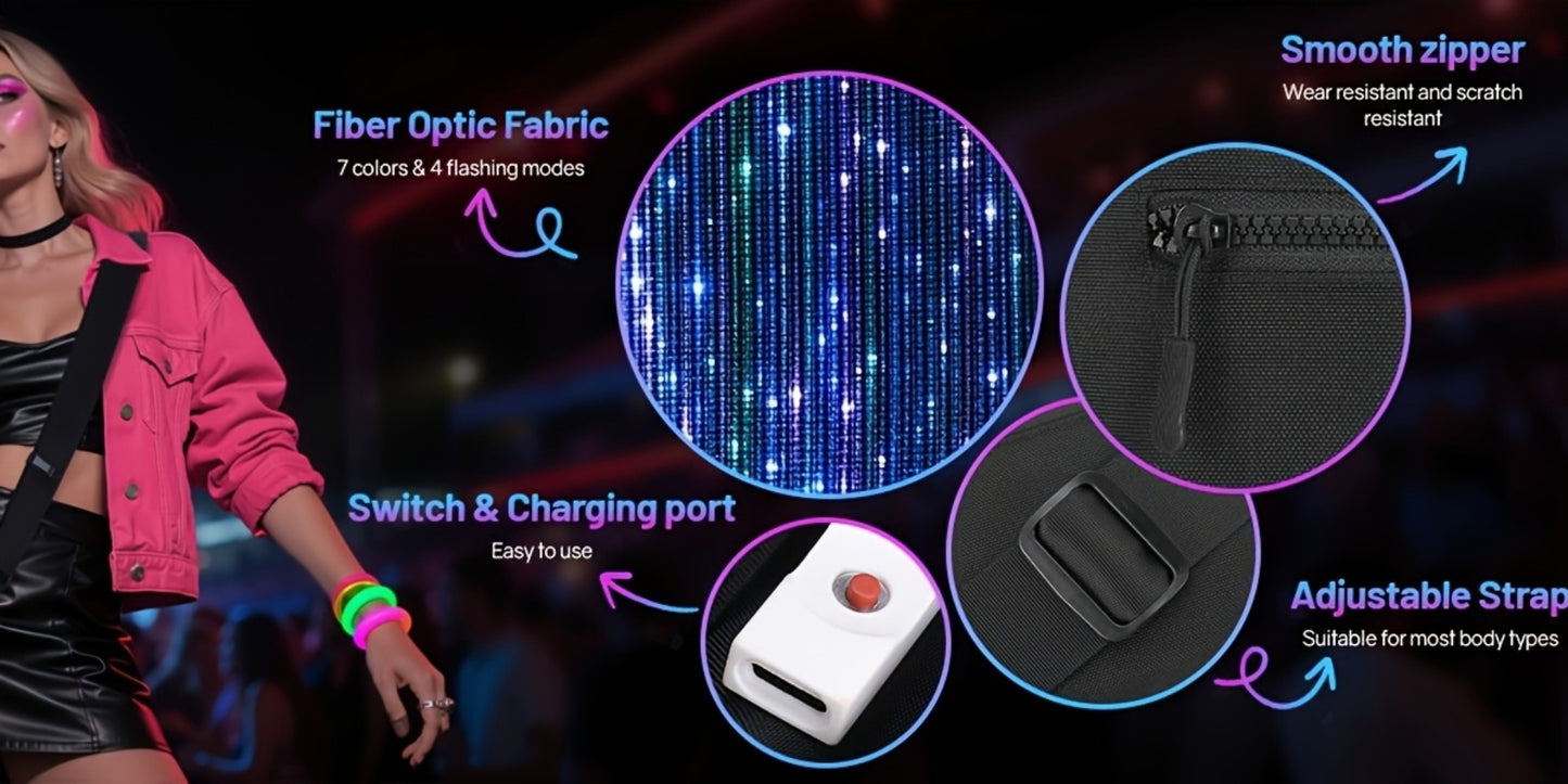 LED Crossbody Bag Small Light Up Purse Glowing Handbags Mini Shoulder Bags Women Luminous Wallet for Party