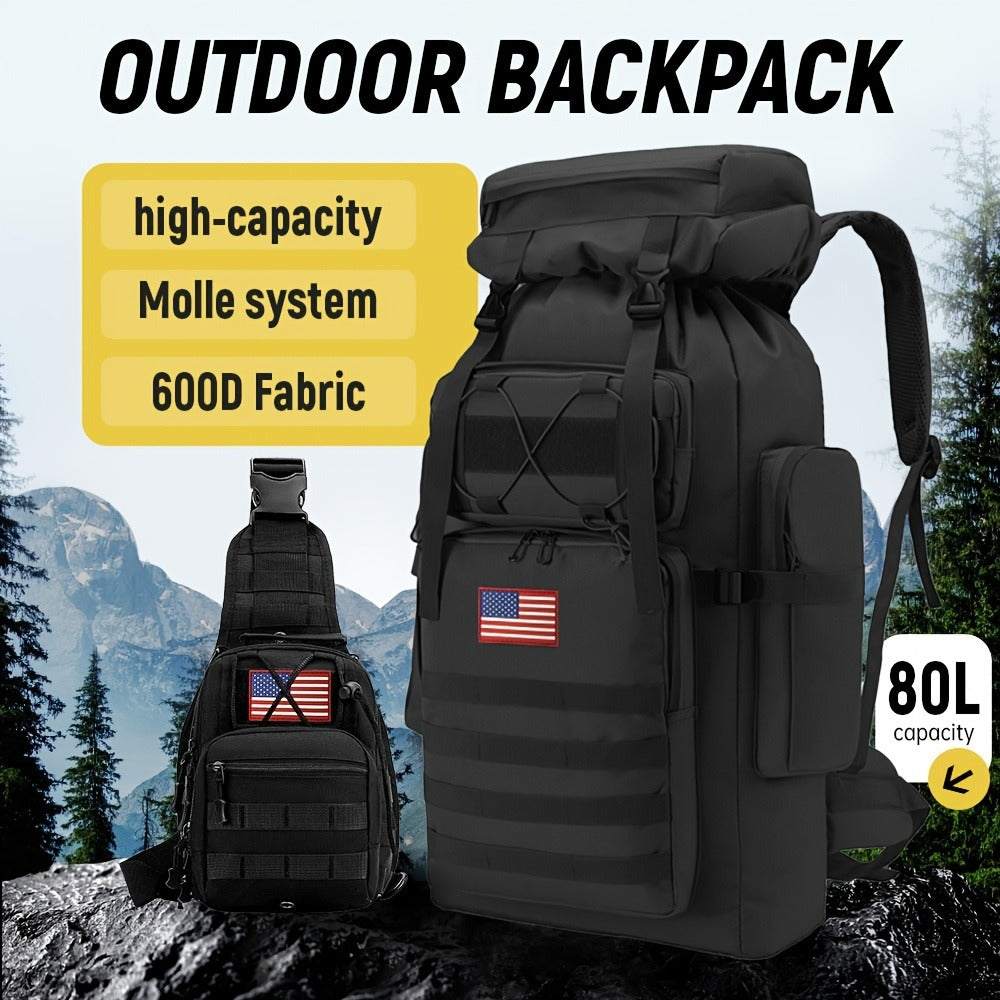 Tactical Outdoor Backpack Unisex, 21.13gal Large Capacity Molle System Rucksack, Multi - Pocket Camping Backpack with Durable 600D Fabric, Ideal for Hiking, Camping, Outdoor Adventures