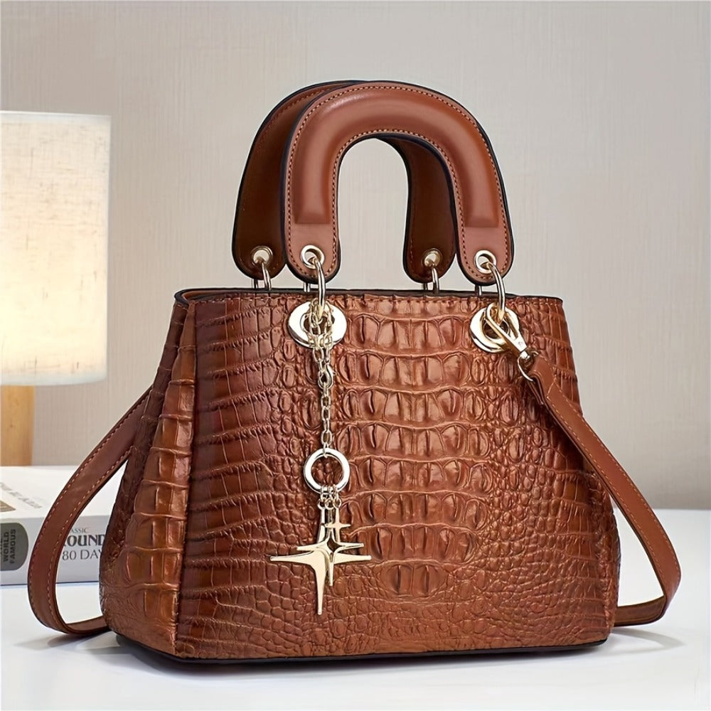 A Present for Mother And Family, a Chic And Elegant Women'S Bag Featuring a Crocodile Design, Perfect for Commuting, As a Messenger Bag, Or a Sophisticated Handbag