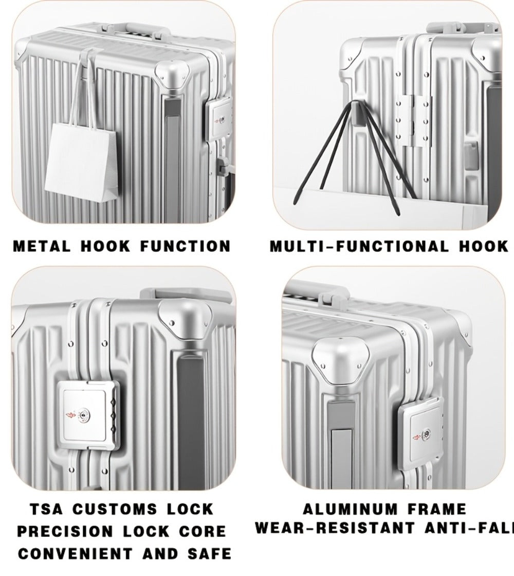 Spacious Premium Aluminum Frame Luggage: Large Capacity And External Cup Holder (Ideal for Travel And Business)