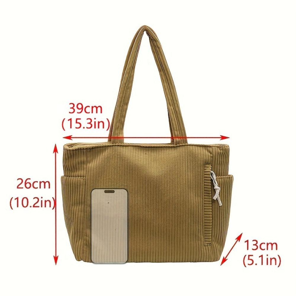 Tote Bag for Women – Corduroy, Lightweight, Large Capacity, for Work & Everyday Use | Bag Vero – detail view 8