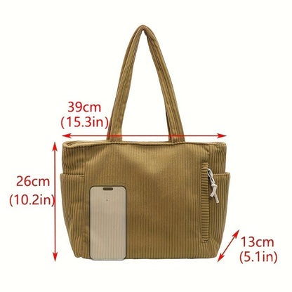 Tote Bag for Women – Corduroy, Lightweight, Large Capacity, for Work & Everyday Use | Bag Vero – detail view 8
