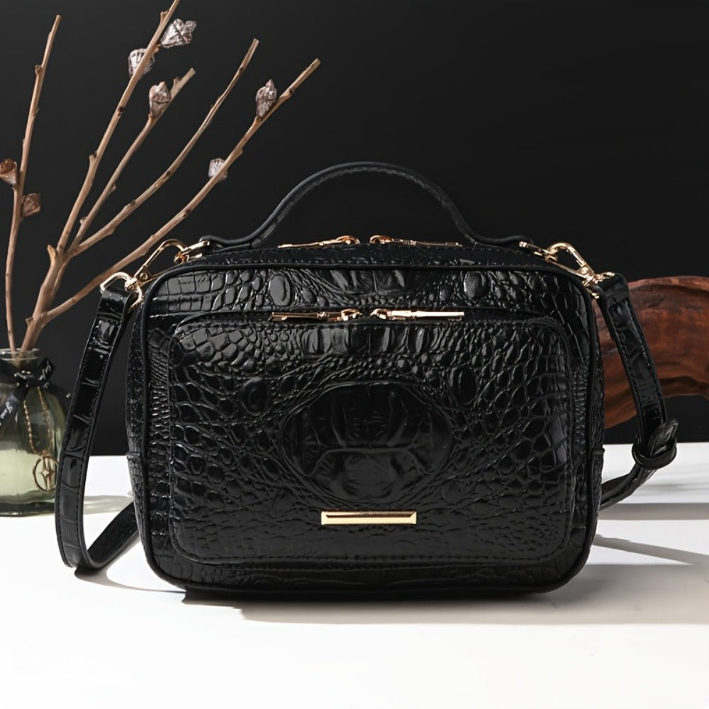 Crossbody Bag for Women – Vegan Leather, Crocodile Pattern Top Handle Satchel | Bag Vero – detail view 9