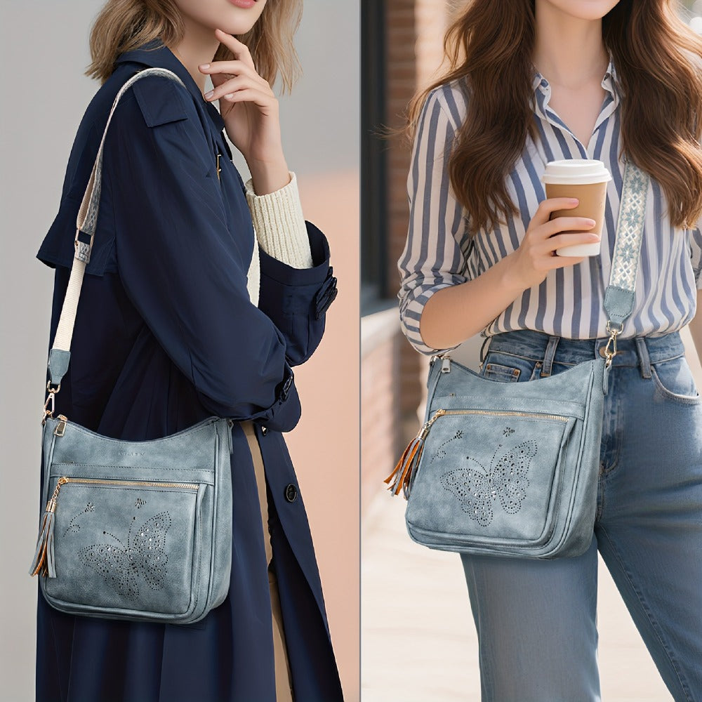 [Vintage Pattern Bag] Pattern Vintage Style Crossbody Bag Adjustable Shoulder Strap Fashion Handbag for Daily And Travel Use ( Purple Brown) Mom Gift Timeless Daily