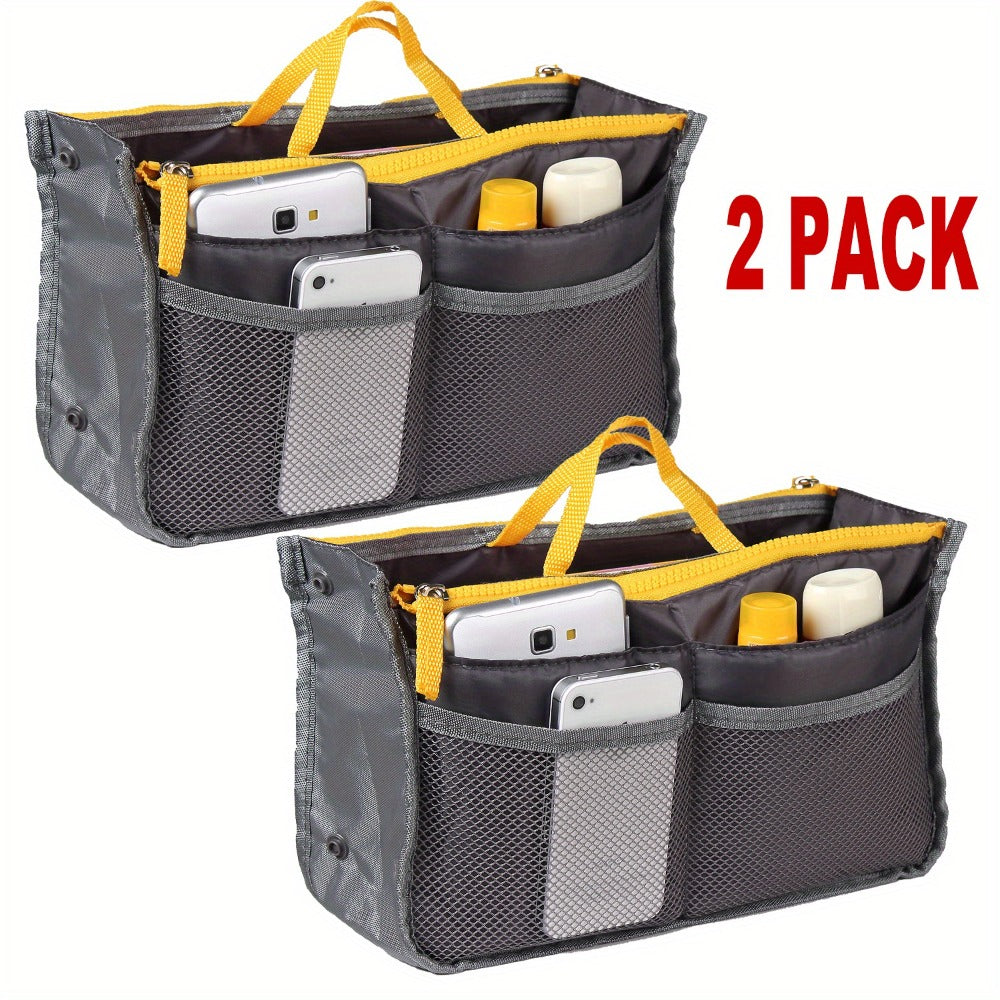 2 Packs Multifunctional Women Lady Travel Insert Handbag Organiser Makeup Bags Toiletry Purse Liner w/Hand Strap Cosmetic Bag -  For Women -  Perfect for Travel & Everyday Use - Ideal Gift for Her