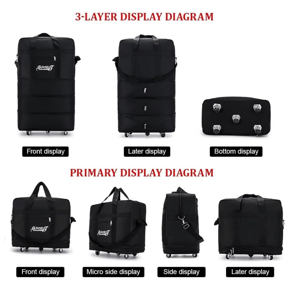 32'' Expandable Rolling Wheeled Duffle Bag Spinner Suitcase Foldable Luggage Expandable Black Blue Green Lattice
