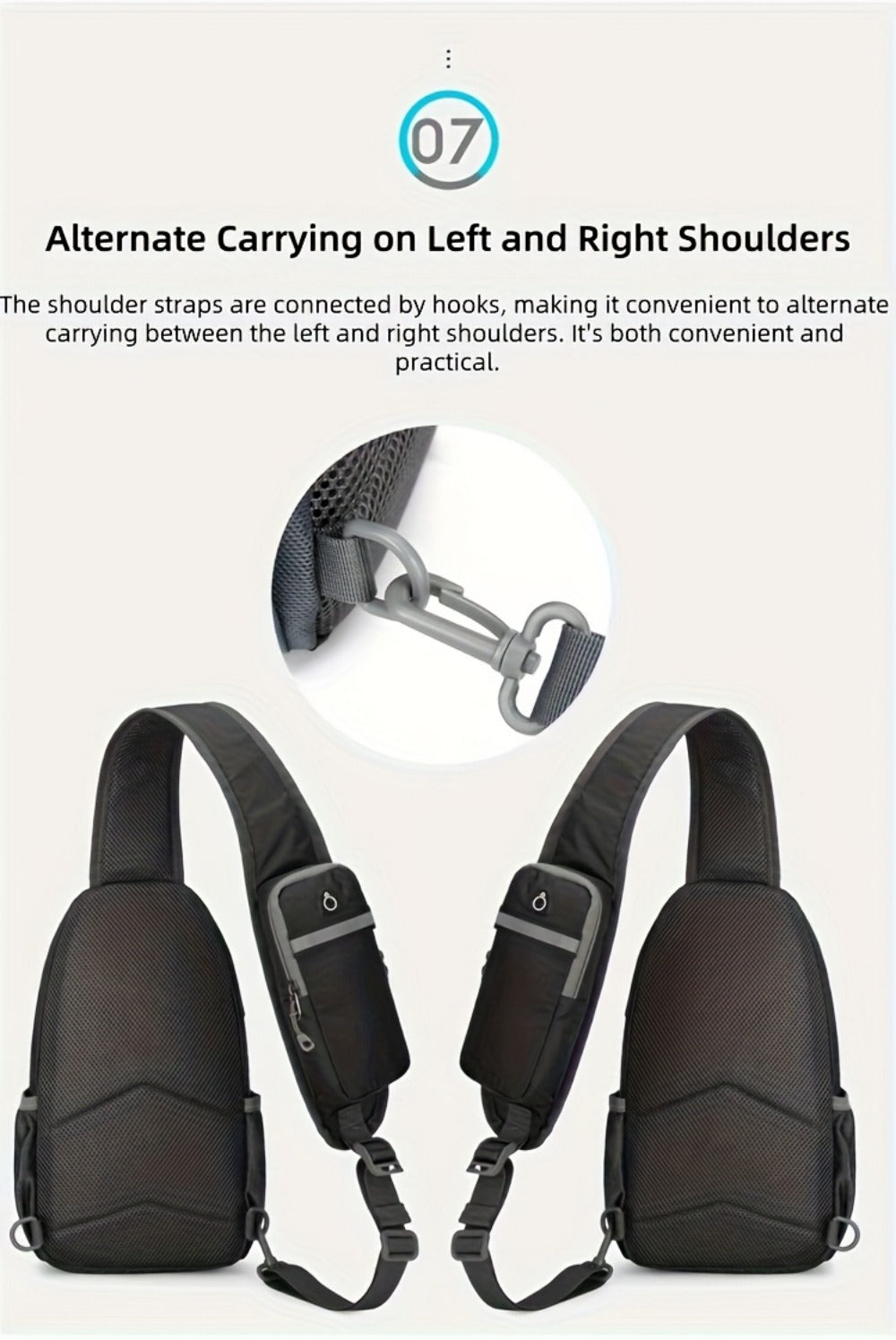Sling Bag – Nylon, Large Capacity, Adjustable Strap, Multi Pocket | Bag Vero – detail view 31