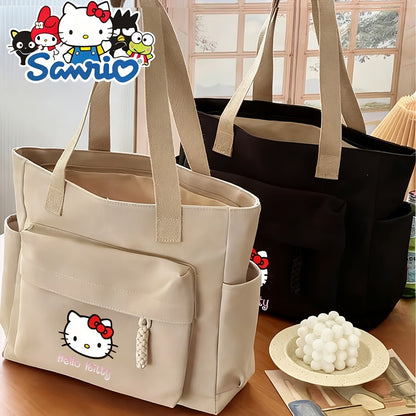 Sanrio Hello Kitty Tote Bag, Briefcase Laptop Bag - Large Capacity Multi-Pocket Durable Nylon Handbag with Zipper Closure, And, Perfect for Commuting, Travel, And Casual Outings