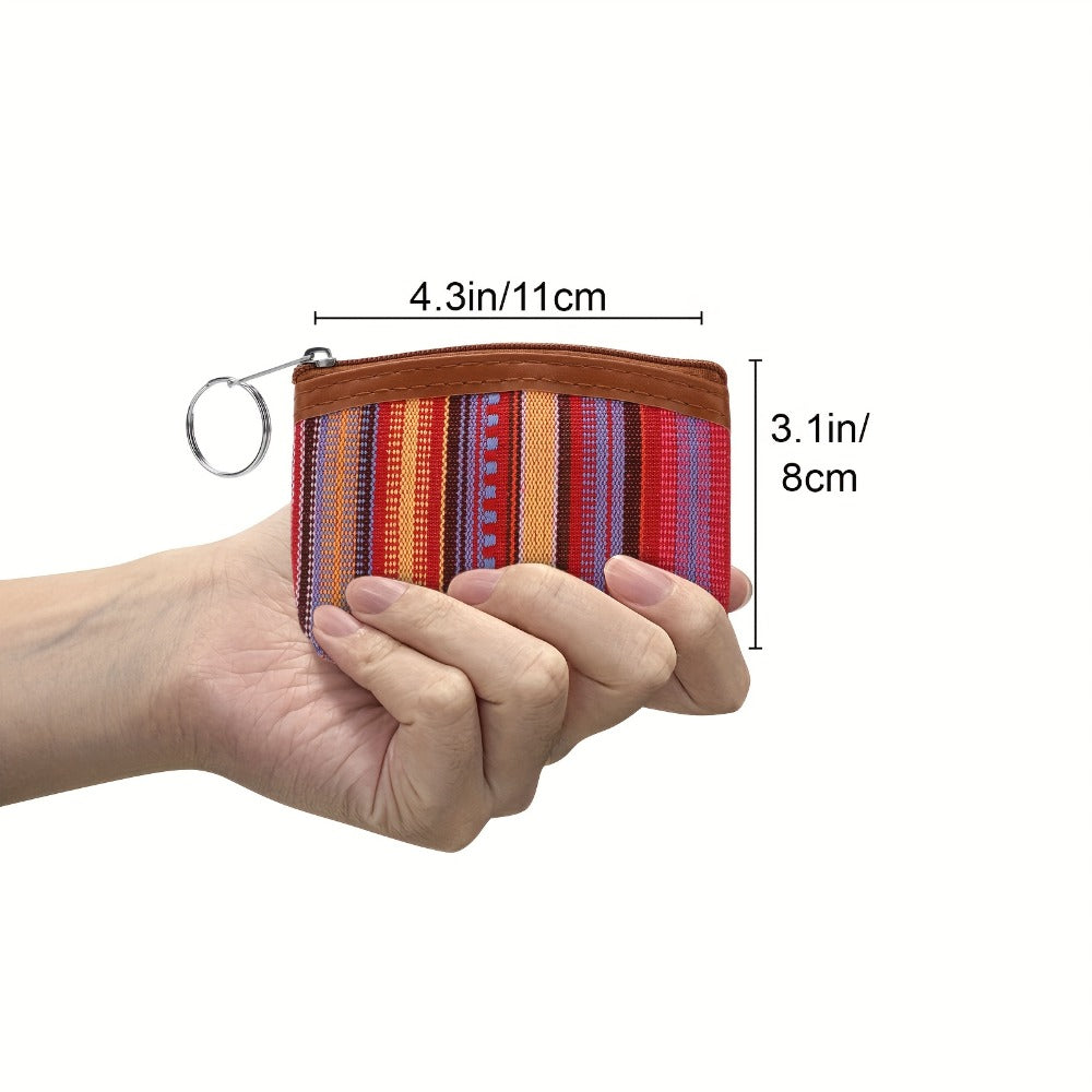 Set of 12 Ethnic-Inspired Fabric Coin Bags, Versatile Women'S Fashion Accessory Featuring Key Rings, Perfect Vibrant Gift for Festivals, Compact And Chic for Daily Use